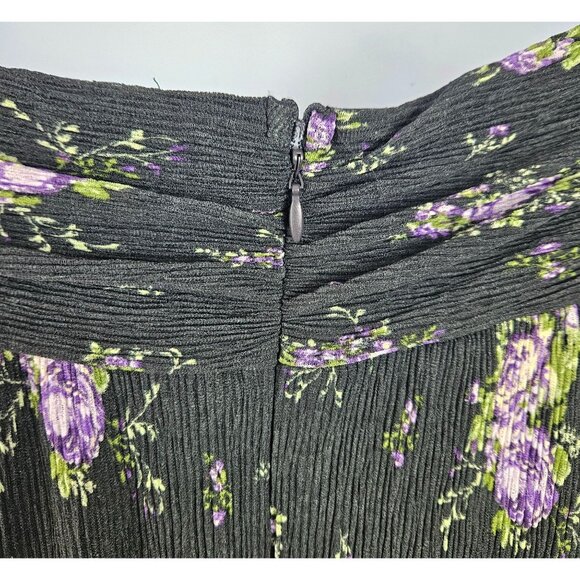 Womens Size S Black Floral Halter Mini Dress With Open Back Lined Sexy Party - Picture 8 of 11